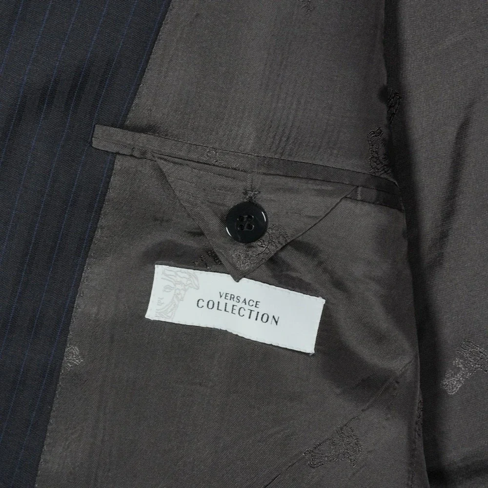 Versace Collection Mens Charcoal Pinstripe Virgin Wool Blazer Jacket Size 42R